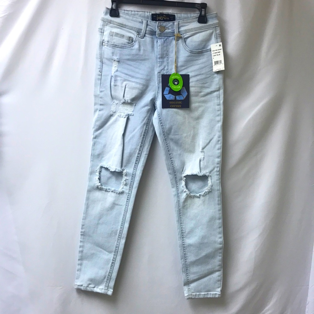 Indigo rein women organic cotton distressed jeans skinny light blue